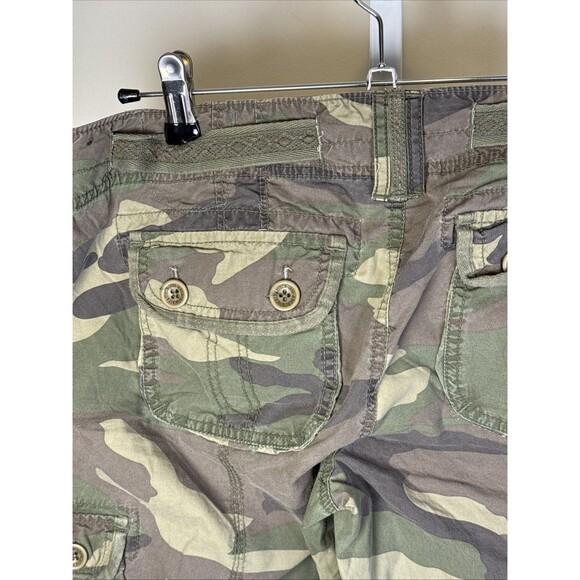 VTG Y2K Abercrombie & Fitch Low Rise Camo Cargo Capri Pants Womens M Paratrooper - Picture 9 of 9